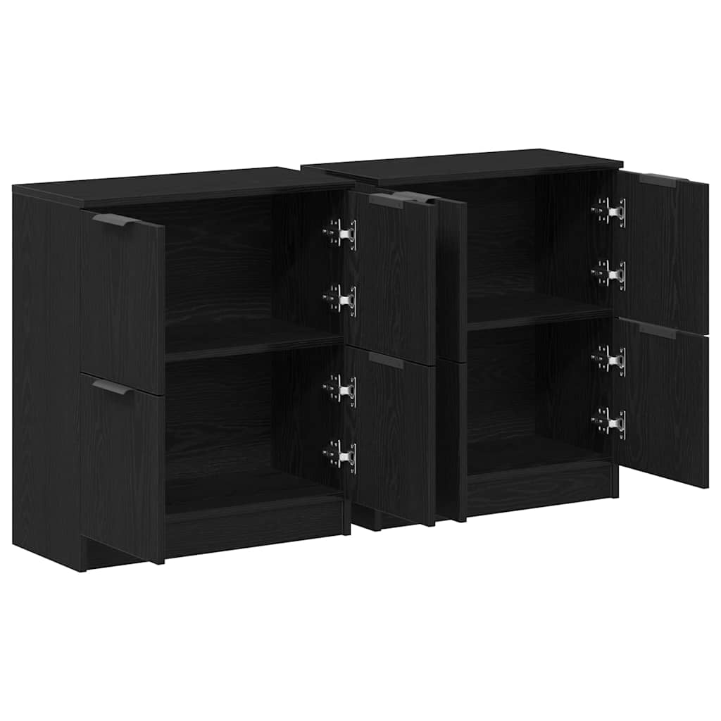 Sideboards 2er Set Schwarz Eiche 60x30x70 cm Holzwerkstoff